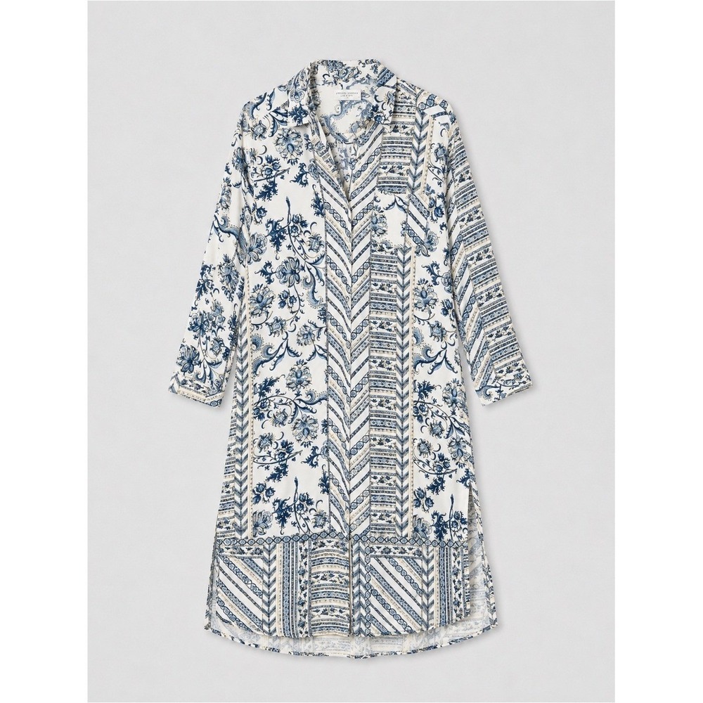 Womens Bohemian Button Up Maxi Shirt Dress Small Floral Patchwork Euro Summer